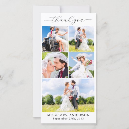 Eenvoudige Moderne Huwelijksfoto Mozaïek Met Eigen Bedankkaart (Voorkant)