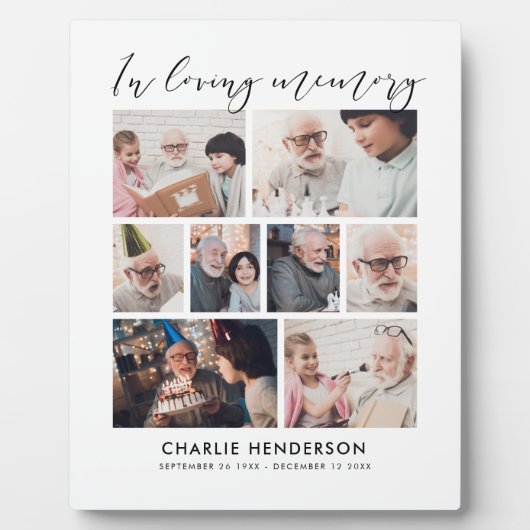 Eenvoudige moderne 'In liefdevolle herinnering' 8- Fotoplaat (Voorkant)