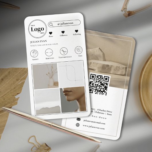 Eenvoudige moderne Instagram fotocollage wit Visitekaartje