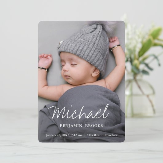 Eenvoudige, moderne jongen of meisjes - Aangepaste Aankondiging (Staand voorkant)