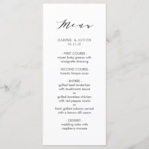 Eenvoudige moderne kalligrafie bruiloft menu