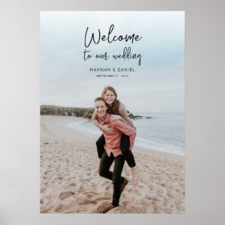 Eenvoudige Moderne Kalligrafie Foto Bruiloft Welko Poster