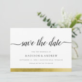 Eenvoudige moderne kalligrafie gouden save the dat save the date (Staand voorkant)