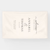 Eenvoudige moderne kalligrafie "Welkom" bruiloft Spandoek (Horizontaal)