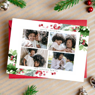 Eenvoudige moderne kerst collage 4 groet foto feestdagenkaart