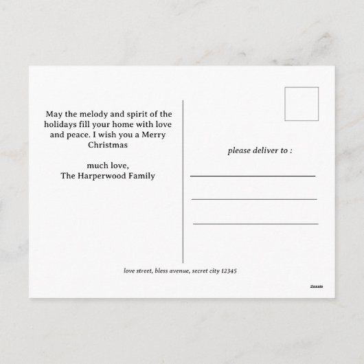 Eenvoudige moderne kerst familie twee foto feestdagenkaart (Achterkant)