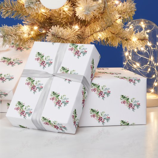 Eenvoudige moderne kerstbotanische feestdag cadeaupapier (Feestdagen)