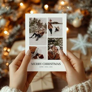 Eenvoudige moderne kerstkaart met meerdere foto's