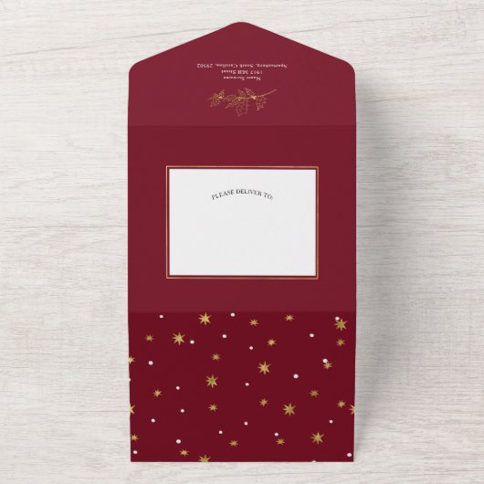 Eenvoudige, moderne kerstkaarten en heldere kerstk all in one uitnodiging (Buitenkant)