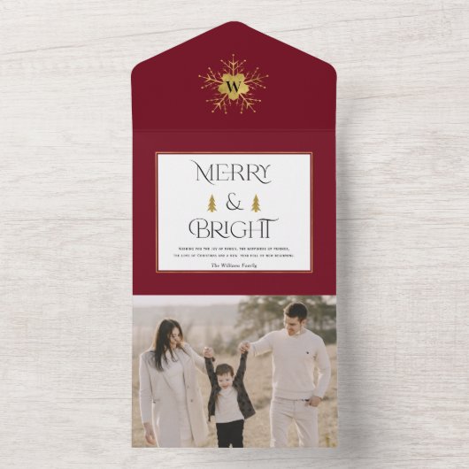 Eenvoudige, moderne kerstkaarten en heldere kerstk all in one uitnodiging (Binnen)