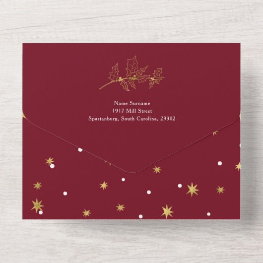 Eenvoudige, moderne kerstkaarten en heldere kerstk all in one uitnodiging (Achterkant)