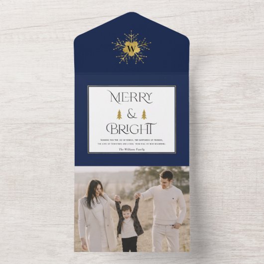 Eenvoudige, moderne kerstkaarten en heldere kerstk all in one uitnodiging (Binnen)