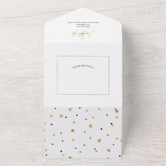 Eenvoudige, moderne kerstkaarten en heldere kerstk all in one uitnodiging (Buitenkant)