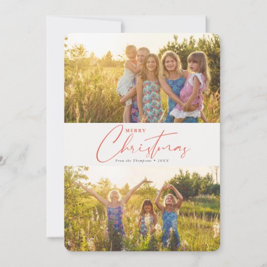 Eenvoudige, moderne kerstritfoto feestdagenkaart (Voorkant)