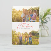 Eenvoudige, moderne kerstritfoto feestdagenkaart (Staand voorkant)