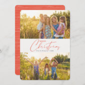 Eenvoudige, moderne kerstritfoto feestdagenkaart (Voorkant / Achterkant)