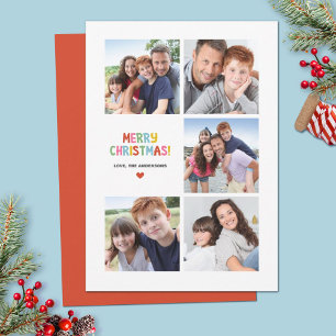 Eenvoudige moderne kleurrijke kerstfoto feestdagenkaart
