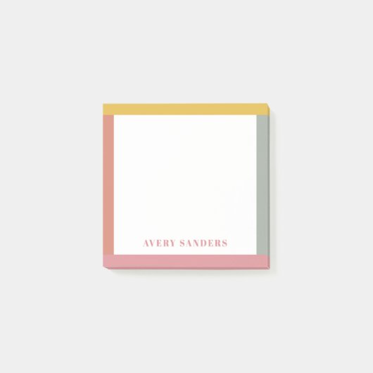 Eenvoudige Moderne Kleurrijke Rand Naam Post-it® Notes (Voorkant)