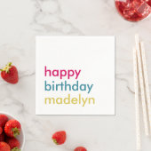 Eenvoudige, moderne kleurrijke verjaardag servet (Insitu)