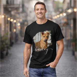Eenvoudige moderne koele typografie naam en foto v t-shirt