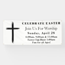 Eenvoudige moderne kruis Paaszondag Service Kerk Spandoek
