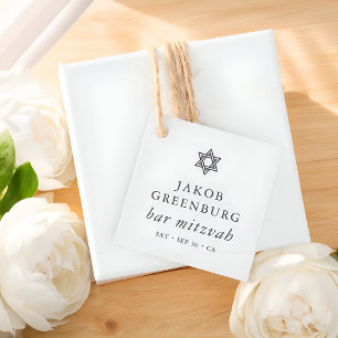 Eenvoudige moderne legant ster van David Bar Mitzv Bedankjes Labels