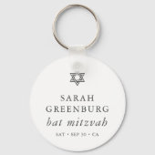 Eenvoudige moderne legant ster van David Bat Mitzv Sleutelhanger (Voorkant)