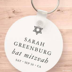 Eenvoudige moderne legant ster van David Bat Mitzv Sleutelhanger