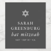 Eenvoudige moderne legant ster van David Bat Mitzv Wijn Etiket (Enkel label)