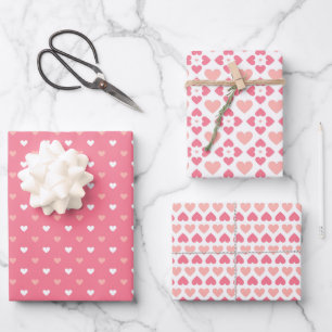 Eenvoudige Moderne Liefdeshart Roze Perzik Wit Inpakpapier Vel