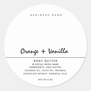 Eenvoudige moderne luxe typografie witte product v ronde sticker