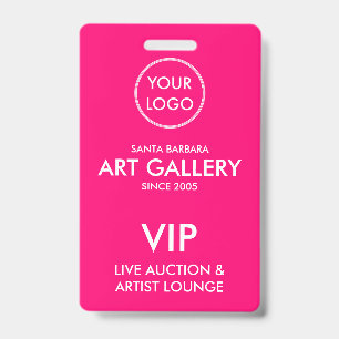 Eenvoudige Moderne Magenta Logo Veiling VIP Pas Badge