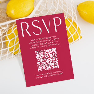 Eenvoudige moderne Magenta Weddenschap RSVP Online Kaartje