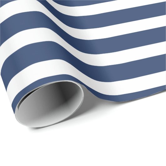 Eenvoudige moderne marineblauw, gestreept minimali cadeaupapier (Rol Hoek)