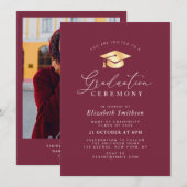 Eenvoudige moderne Maroon afstuderen ceremonie Kaart (Voorkant / Achterkant)