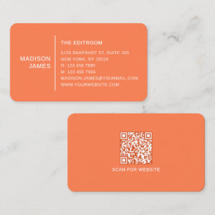Eenvoudige Moderne Minimaal Koraal QR Code Visitekaartje