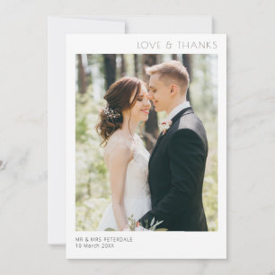 Eenvoudige moderne minimale bruiloft bedankkaart