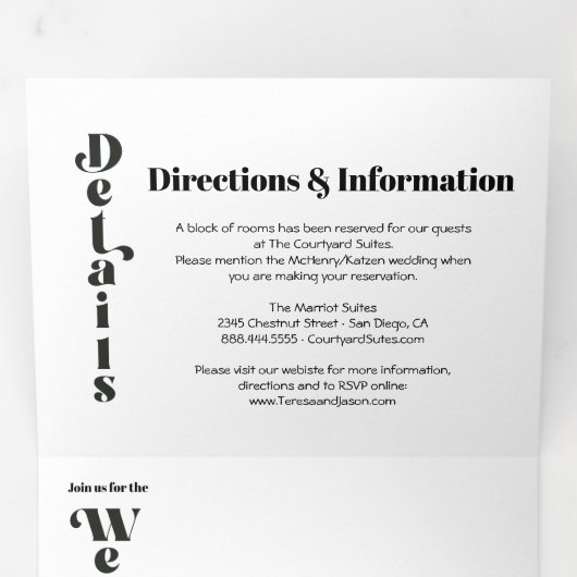 Eenvoudige moderne minimale bruiloft drieluik uitnodiging (Binnenzijde eerst)