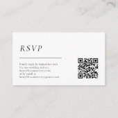 Eenvoudige Moderne Minimale Bruiloft QR Code RSVP Informatiekaartje (Voorkant)