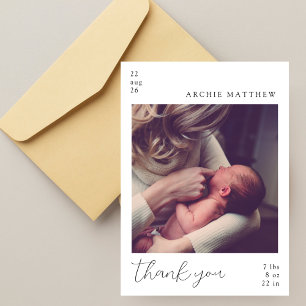 Eenvoudige Moderne Minimale Foto Baby Shower Bedan Bedankkaart