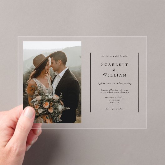 Eenvoudige moderne minimale horizontale foto bruil acryl uitnodigingen (Insitu (Draagbaar))