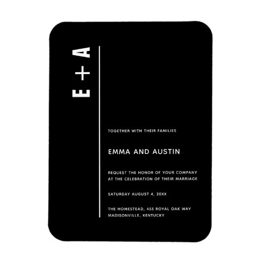 Eenvoudige moderne, minimale Initialen bruiloft Magneet (Verticaal)