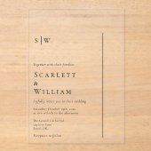 Eenvoudige Moderne Minimale Monogram Bruiloft Acryl Uitnodigingen (Voorkant)