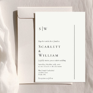 Eenvoudige Moderne Minimale Monogram Bruiloft Kaart