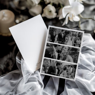 Eenvoudige moderne minimalistische 3 foto bruiloft bedankkaart