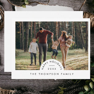 Eenvoudige moderne minimalistische familie foto Ke Feestdagenkaart