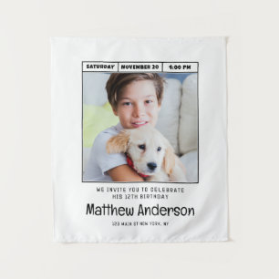 Eenvoudige Moderne Minimalistische Foto Verjaardag Wandkleed