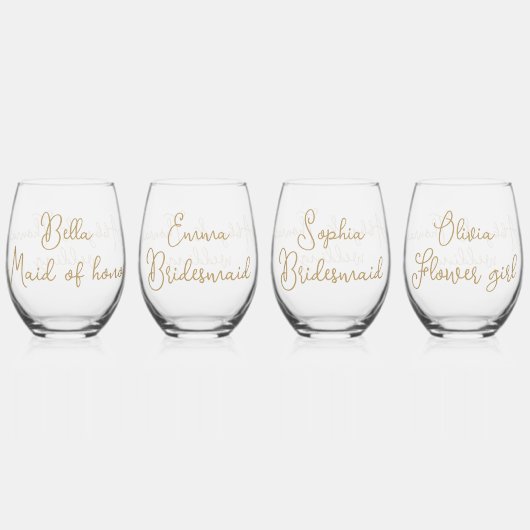 Eenvoudige moderne minimalistische Gold Script bru Wijnglas Zonder Voet (Voorkant)