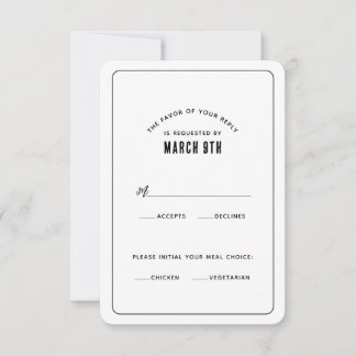 Eenvoudige Moderne Minimalistische RSVP Kaart