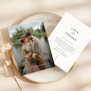 Eenvoudige moderne minimalistische trouwfoto bedankkaart